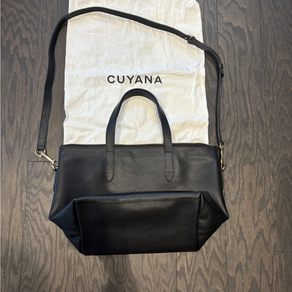 Cuyana Black Leather medium carryall